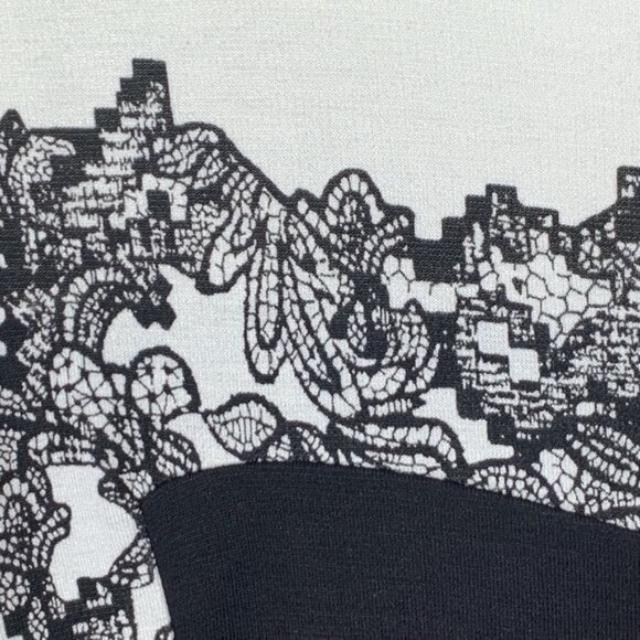 H&M Black White Colorblock Floral Sheath Dress M Workwear Fall - Picture 7 of 10